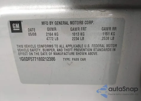 2008 Cadillac Cts Standard from USA, damaged, VIN 1G6DF577180212386